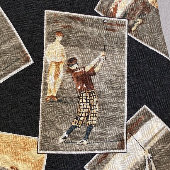 Payne Stewart Golf Theme Tie Brown Red Tan Silk Knickers Heritage Outdoors - Picture 4 of 9